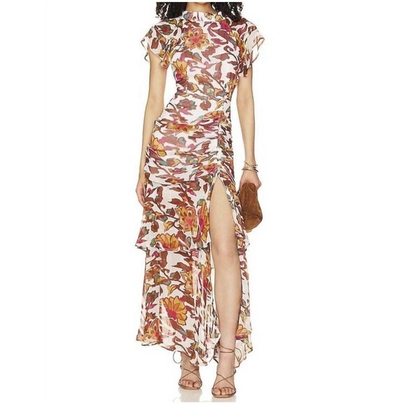 Cleobella Dresses & Skirts - Cleobella Cecilia Ankle Dress Shea M Floral Chiffon Boho Maxi Slit Wedding Guest